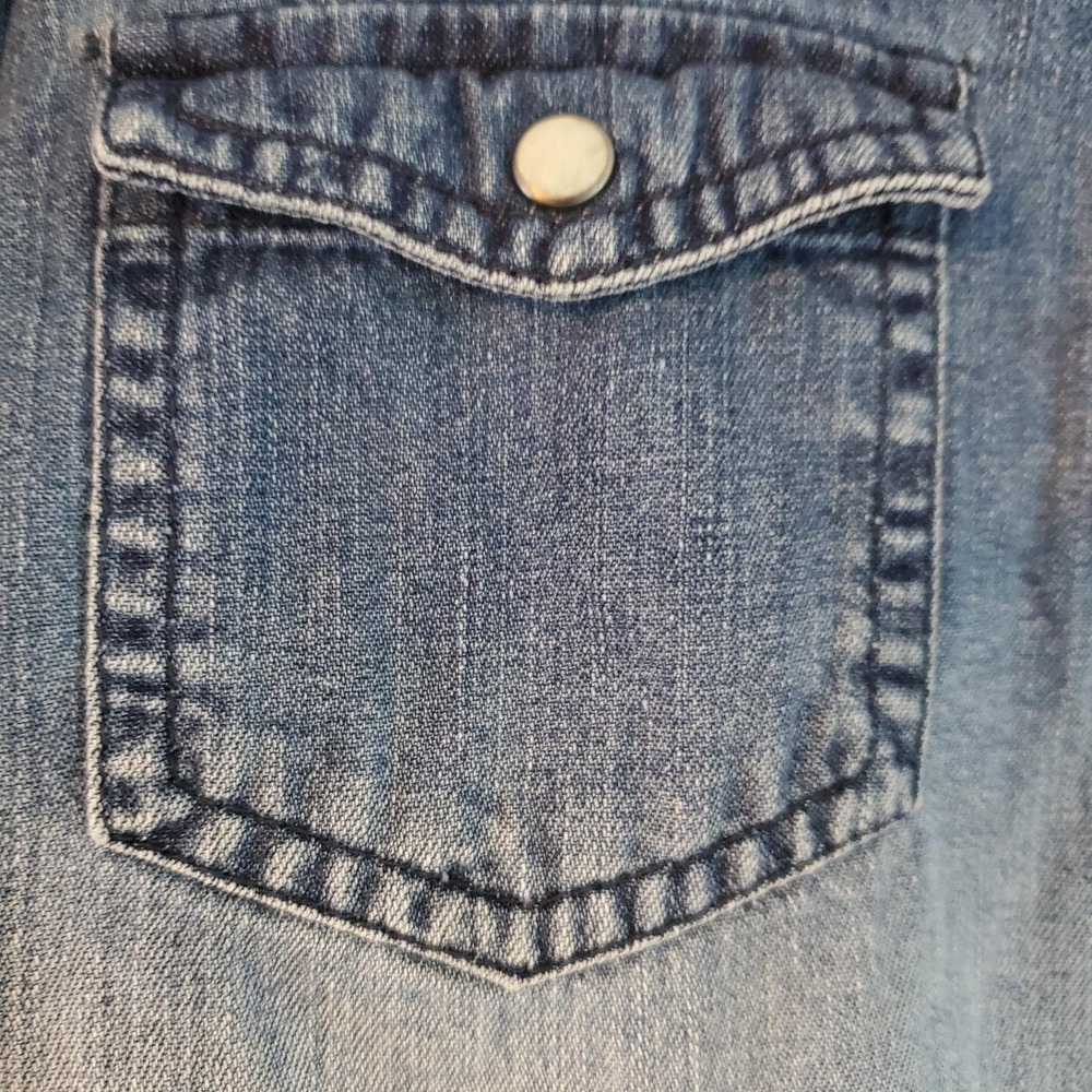 Vintage American Eagle Shirt Womens Small Denim Pearl Snap Western Fade Cowgirl - Picture 3 of 9